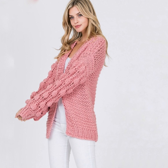 Handmade Cable Knit Chunky Sweater Open Cardigan - Picture 7 of 7